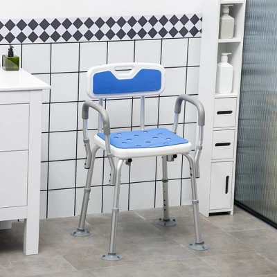 HOMCOM EVA Padded Shower Chair With Arms And Back, Bath Seat With Adjustable Height, Anti-slip Shower Bench For Seniors, Disabled, Tool-Free Assembly 2 HOMCOM EVA Padded Shower Chair With Arms And Back, Bath Seat With Adjustable Height, Anti-slip Shower Bench For Seniors, Disabled, Tool-Free Assembly - Image 2