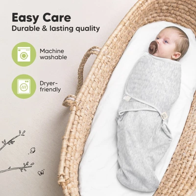 KeaBabies 3pk Organic Baby Swaddle Sleep Sacks, Newborn Baby Swaddles Wrap 0-3 Months, Ergonomic Wearable Swaddle Blanket 6 KeaBabies 3pk Organic Baby Swaddle Sleep Sacks, Newborn Baby Swaddles Wrap 0-3 Months, Ergonomic Wearable Swaddle Blanket - Image 6