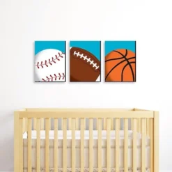 Big Dot Of Happiness Go, Fight, Win - Sports Themed Nursery Wall Art, Kids Room Decor & Game Room Home Décor - 7.5 X 10 Inches - Set Of 3 Prints
