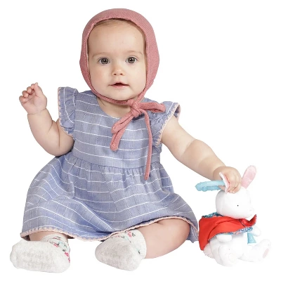 Manhattan Toy Fairytale Rabbit Plush Baby Travel Toy With Chime, Crinkle Ears And Teether Clip-on Attachment 2 Manhattan Toy Fairytale Rabbit Plush Baby Travel Toy With Chime, Crinkle Ears And Teether Clip-on Attachment - Image 2