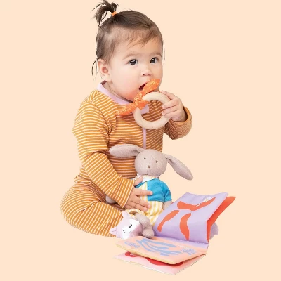Manhattan Toy Petit Artiste Bunny Doll, Soft Book, And Wooden Teether Baby Soothing Gift Set 5 Manhattan Toy Petit Artiste Bunny Doll, Soft Book, And Wooden Teether Baby Soothing Gift Set - Image 5