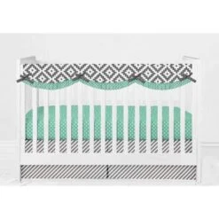 Bacati - Love Gray Mint 6 Pc Crib Bedding Set With Long Rail Guard Cover -Baby Trend Sales Store GUEST 2dc1d862 857f 4b07 aa3c a81c41b75b64