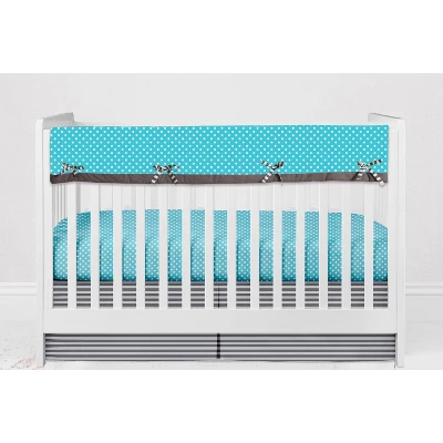 Bacati - Elephants Aqua/Lime/Gray 6 Pc Crib Bedding Set With Long Rail Guard Cover 9 Bacati - Elephants Aqua/Lime/Gray 6 Pc Crib Bedding Set With Long Rail Guard Cover - Image 9
