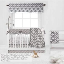 Bacati - Love Aztec Design/Print Gray/Silver 6 Pc Crib Bedding Set With Long Rail Guard Cover -Baby Trend Sales Store GUEST 34313527 3d90 407d afd1 95d6e32d5abb