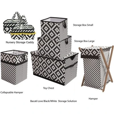 Bacati - Love Black/White Collapsible Laundry Hamper 4 Bacati - Love Black/White Collapsible Laundry Hamper - Image 4