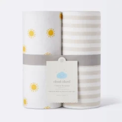 Flannel Swaddle Baby Blankets - Yellow Sun And Stripe - 2pk - Cloud Island™ -Baby Trend Sales Store GUEST 3d36f01e efe2 4524 972e c2dcdabf32e5