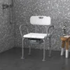 HOMCOM 3-in-1 Shower Chair With Back And Arms, Height Adjustable Bedside Commode, Raised Toilet Seat For Seniors, Disabled