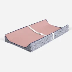 Bacati - Olivia Solid Coral/Navy Quilted Changing Pad Cover