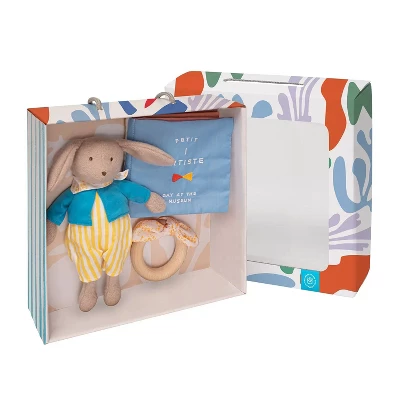 Manhattan Toy Petit Artiste Bunny Doll, Soft Book, And Wooden Teether Baby Soothing Gift Set 1 Manhattan Toy Petit Artiste Bunny Doll, Soft Book, And Wooden Teether Baby Soothing Gift Set