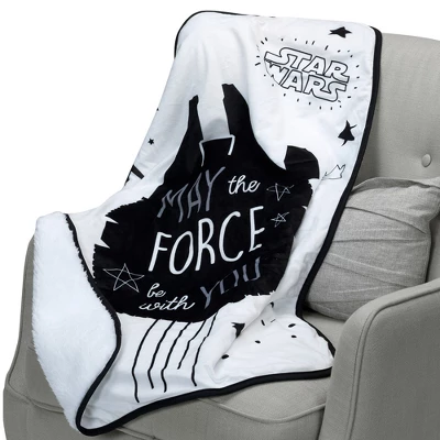 Lambs & Ivy Star Wars Millennium Falcon Baby Blanket - White 5 Lambs & Ivy Star Wars Millennium Falcon Baby Blanket - White - Image 5