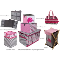 Bacati - Elephant Pink/Gray Collapsible Laundry Hamper -Baby Trend Sales Store GUEST 651c82ef 78a1 46b0 b66c 605826eaaf4c