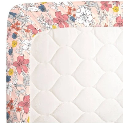 NoJo Super Soft Fitted Mini Crib Sheet - Happy Pink And White Floral 3 NoJo Super Soft Fitted Mini Crib Sheet - Happy Pink And White Floral - Image 3