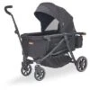 Larktale Crossover All-in-One Stroller And Wagon - Convert From A Single Baby Stroller To A Two Seater Pull Wagon With Canopy - Byron Black