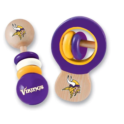 Baby Fanatic Wood Rattle 2 Pack - NFL Minnesota Vikings Baby Toy Set 1 Baby Fanatic Wood Rattle 2 Pack - NFL Minnesota Vikings Baby Toy Set