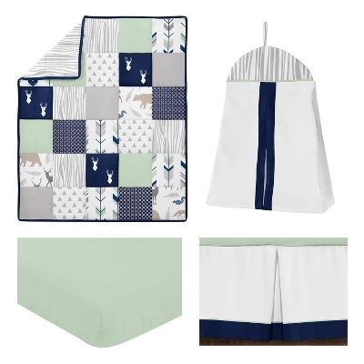 Sweet Jojo Designs Crib Bedding Set - Navy And Mint Woodsy - 4pc 1 Sweet Jojo Designs Crib Bedding Set - Navy And Mint Woodsy - 4pc