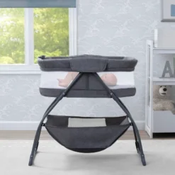 Delta Children TravelMate Compact Fold Bassinet - Gray Tweed