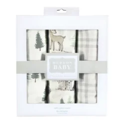 Hudson Baby Infant Boy Cotton Muslin Swaddle Blankets, Forest Animals, One Size