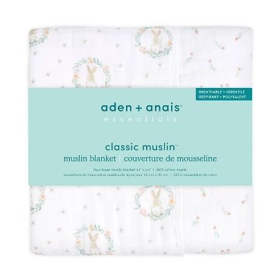 Aden + Anais Essentials Muslin Blushing Bunnies Baby Blanket 1 Aden + Anais Essentials Muslin Blushing Bunnies Baby Blanket