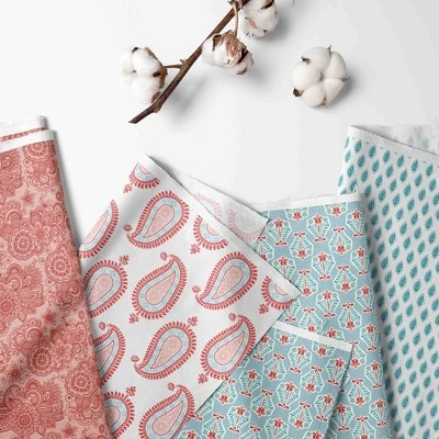 Bacati - Sophia Paisley Aqua Coral 3 Pc Toddler Bedding Sheet Set 2 Bacati - Sophia Paisley Aqua Coral 3 Pc Toddler Bedding Sheet Set - Image 2