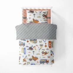 Bacati - Construction Yellow Orange Blue Gray 3 Pc Toddler Bed Sheet Set -Baby Trend Sales Store GUEST 9886b346 c26e 4381 98c6 e2cd6cb9c642