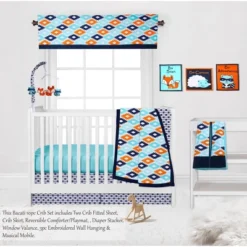 Bacati - Aztec Print Liam Aqua Orange Navy 10 Pc Crib Bedding Set With 2 Crib Fitted Sheets -Baby Trend Sales Store GUEST 9a0065b9 7b02 485f ac03 b057dacf2e41