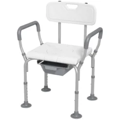 HOMCOM 3-in-1 Shower Chair With Back And Arms, Height Adjustable Bedside Commode, Raised Toilet Seat For Seniors, Disabled -Baby Trend Sales Store GUEST 9cc37769 7868 41c6 bda7 310a64f97e2d