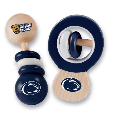 Baby Fanatic Wood Rattle 2 Pack - NCAA Penn State Nittany Lions Toy Set 1 Baby Fanatic Wood Rattle 2 Pack - NCAA Penn State Nittany Lions Toy Set