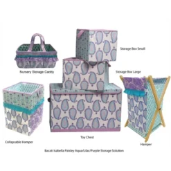Bacati - Isabella Paisley Aqua/Lilac/Purple Collapsible Laundry Hamper -Baby Trend Sales Store GUEST a5030de7 4635 4ed0 9e5c 0087363ac755