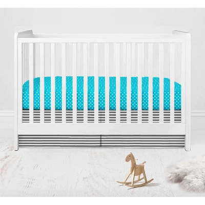 Bacati - Elephants Aqua/Lime/Gray 6 Pc Crib Bedding Set With Long Rail Guard Cover 6 Bacati - Elephants Aqua/Lime/Gray 6 Pc Crib Bedding Set With Long Rail Guard Cover - Image 6