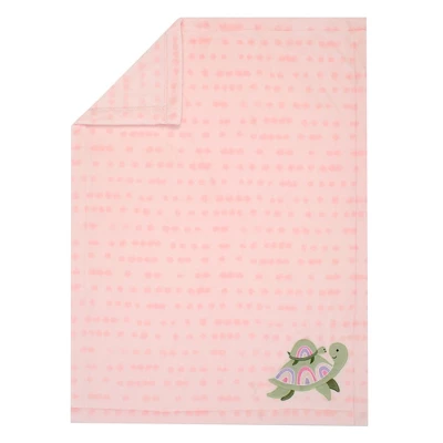 Lambs & Ivy Sea Dreams Cozy Pink Fleece Turtle Applique Baby Blanket 1 Lambs & Ivy Sea Dreams Cozy Pink Fleece Turtle Applique Baby Blanket