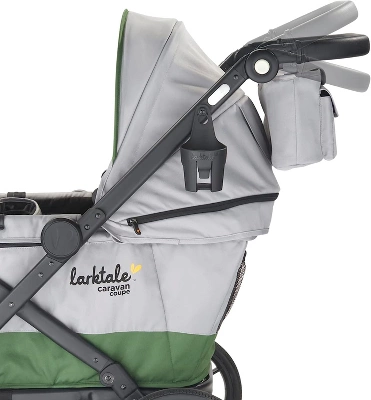 Larktale Caravan Coupe - Compact 2-Seater Stroller Wagon With Small Fold - Adjustable Canopies Included - Gray/Green 1 Larktale Caravan Coupe - Compact 2-Seater Stroller Wagon With Small Fold - Adjustable Canopies Included - Gray/Green