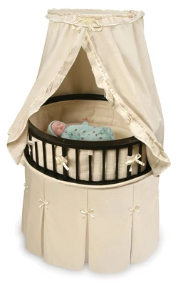 Badger Basket Elite Oval Baby Bassinet With Canopy - Espresso/Ecru 2 Badger Basket Elite Oval Baby Bassinet With Canopy - Espresso/Ecru - Image 2
