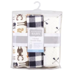Hudson Baby Infant Boy Quilted Cotton Swaddle Wrap 3pk, Boy Forest, 0-3 Months