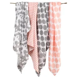 Bacati - Ikat Coral/Gray Dots/Stripes Swaddling Muslin Blankets Set Of 4 -Baby Trend Sales Store GUEST bafae1c9 f918 4403 a4e2 f84b7128e68d