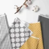 Bacati - Dots/Pin Stripes Gray/Yellow Laundry Hamper With Wooden Frame