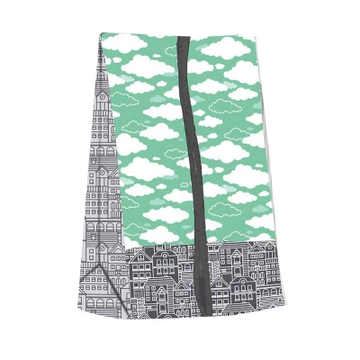 Bacati - Clouds In The City Mint/Gray 4 Pc Crib Bedding Set With Diaper Caddy 3 Bacati - Clouds In The City Mint/Gray 4 Pc Crib Bedding Set With Diaper Caddy - Image 3