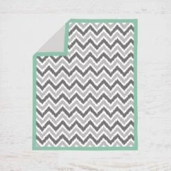 Bacati - Ikat Dots Stripes Mint Grey Muslin Neutral 3 Pc Crib Set