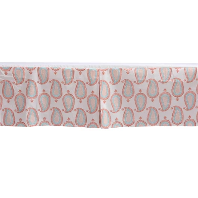 Bacati - Sophia Paisley Aqua/Coral Paisley Crib/Toddler Bed Skirt 2 Bacati - Sophia Paisley Aqua/Coral Paisley Crib/Toddler Bed Skirt - Image 2