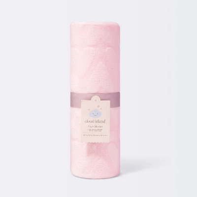 Plush Embossed Baby Blanket Hearts - Cloud Island™ Pink 3 Plush Embossed Baby Blanket Hearts - Cloud Island™ Pink - Image 3