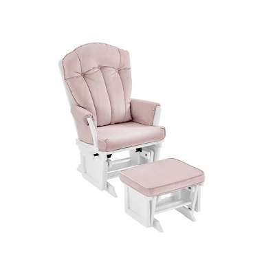 Suite Bebe Victoria Glider And Ottoman - White Wood And Pink Fabric 2 Suite Bebe Victoria Glider And Ottoman - White Wood And Pink Fabric - Image 2