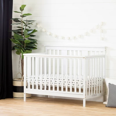 South Shore Little Smileys Modern Baby Crib Adjustable Height Mattress With Toddler Rail - Pure White 2 South Shore Little Smileys Modern Baby Crib Adjustable Height Mattress With Toddler Rail - Pure White - Image 2
