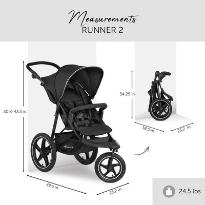 Hauck Runner 2 Compact Foldable Tricycle Jogger Buggy Stroller Pushchair With Height-Adjustable Handle, Large Pneumatic Wheels, & UPF 50 Canopy, Black 3 Hauck Runner 2 Compact Foldable Tricycle Jogger Buggy Stroller Pushchair With Height-Adjustable Handle, Large Pneumatic Wheels, & UPF 50 Canopy, Black - Image 3