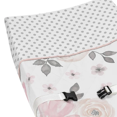 Sweet Jojo Designs Changing Pad Cover - Watercolor Floral - Pink/Gray 3 Sweet Jojo Designs Changing Pad Cover - Watercolor Floral - Pink/Gray - Image 3