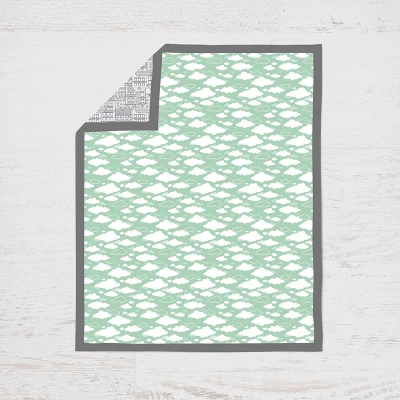 Bacati - Clouds In The City Mint/Gray 4 Pc Crib Bedding Set With Diaper Caddy 1 Bacati - Clouds In The City Mint/Gray 4 Pc Crib Bedding Set With Diaper Caddy