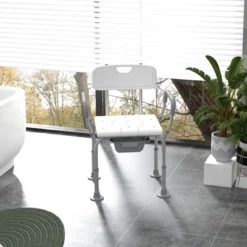 HOMCOM 3-in-1 Shower Chair With Back And Arms, Height Adjustable Bedside Commode, Raised Toilet Seat For Seniors, Disabled -Baby Trend Sales Store GUEST fac12c73 269f 43d5 a4cd 35c302dd2c5b