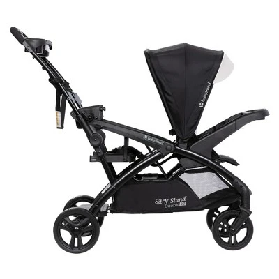 Baby Trend Sit N' Stand Double Stroller 2.0 DLX With 5 Point Safety Harness, Canopy, Extra Basket, 2 Cup Holders & Covered Compartment, Modern Khaki 2 Baby Trend Sit N' Stand Double Stroller 2.0 DLX With 5 Point Safety Harness, Canopy, Extra Basket, 2 Cup Holders & Covered Compartment, Modern Khaki - Image 2